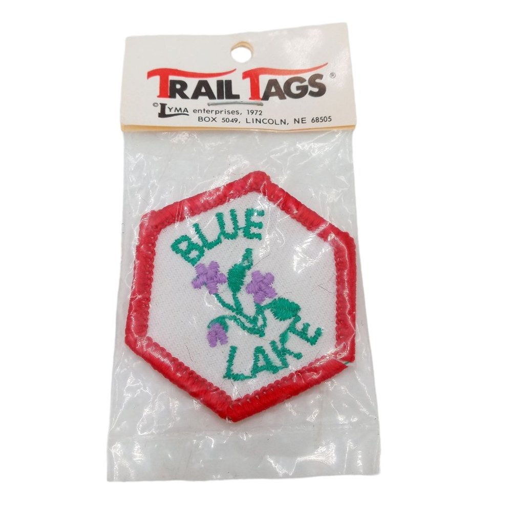 Blue Lake Souvenir Patch 1972 Hat Shirt Travel New Old Stock Vintage Trail Tags